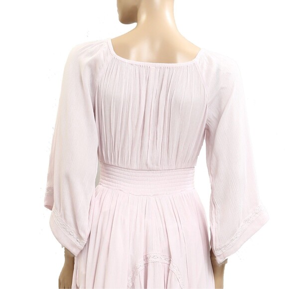 Free People Free-est Dixie Maxi Long Dress Smocked Embroidered Lace XS 283494 - Picture 4 of 5